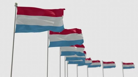 Luxembourg Row Of Flags Animation Include Alpha Channel  Stock-Footage 163318588