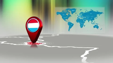 Luxembourg World Map Pin Location Background Loop 4k Stock Footage 342384662