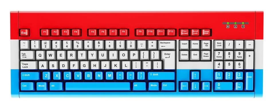 Luxembourgish flag painted on computer keyboard. 3D rendering 스톡 일러스트