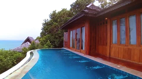 Luxerious ocean view pool villa Video stock 55708765