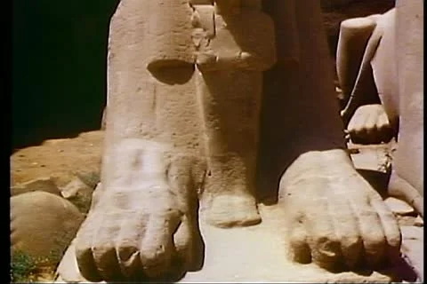 LUXOR, EGYPT, 1977, close up of a ram statue at the Temple of Karnak Stock-Footage 10729409