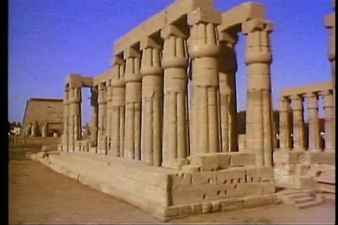 LUXOR, EGYPT, 1977, Temple of Luxor, Egypt, classic view, long shot Vídeo Stock 10729331