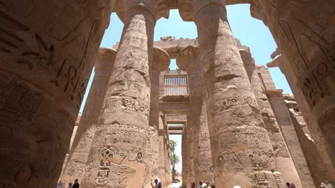 Luxor, Egypt -MARCH 10, 2026: Tourists visiting great hypostyle hall at karnak Stock Footage 331120000