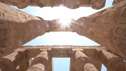 Luxor, Egypt -MARCH 10, 2026: Ancient egyptian columns at karnak temple complex Stock-Footage 331120120
