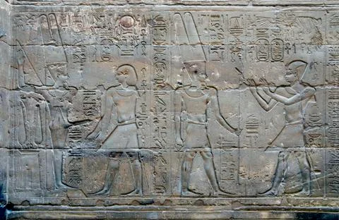 Luxor, Egypt. Temple of Luxor: the naos of Alexander the Great. The pharaoh w Stock Photos