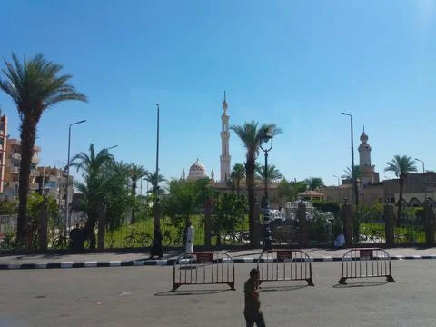 Luxor Mosque Surrounded by Palm Trees in Egypt During Bright Daylight With .. Stock Photos