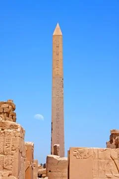 Luxor temple with moon Stock Photos