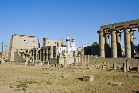 Luxor Temple with Mosque Stock Photos