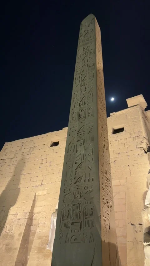 Luxor Temple, Obelisk in front of the First Pylon, World Heritage Site Video stock 329219970