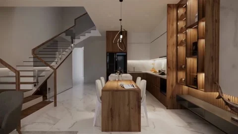Luxurious apartment interior design 3d visualization. Modern architectural de Stock-Footage 220137733