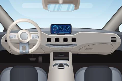 Luxurious beige car interior vector illustration Stock Illustration