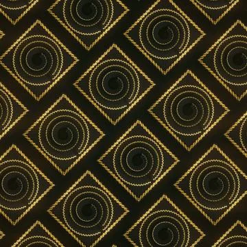 Luxurious black glittering 3d pattern of corrugated leaves framed in gold Stock Illustration