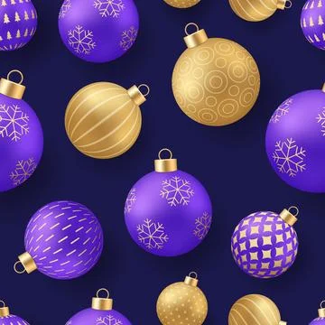 Luxurious Christmas Ornaments Patterned and Seamlessly Arranged Against a D.. Stock Illustration