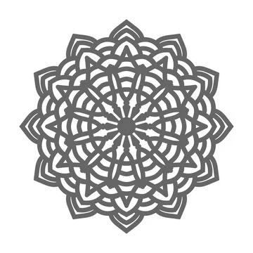 Luxurious Circular Mandala Emblem with Layered Petal Forms and Complex Stock Illustration