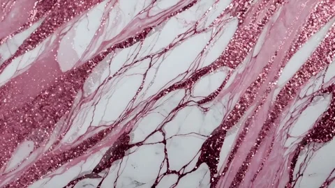 A luxurious combination of white marble and pink glitter Vidéo 305394154