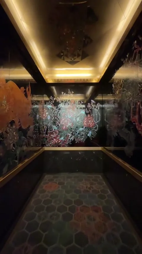 Luxurious Decorated Elevator Interior in Japan Video stock 341317846