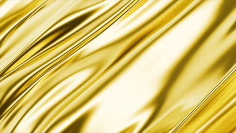 Luxurious flowing gold fabric texture with elegant sheen and rich metallic highl Stock Footage 314932361