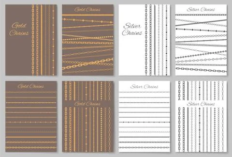 Luxurious Gold and Silver Chains Promo Banners Stock Illustration