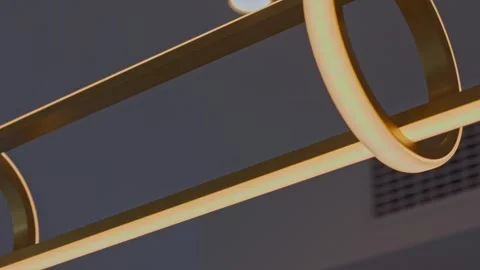 Luxurious Gold Hanging Light Close-Up Modern Design Stock Footage 304092074