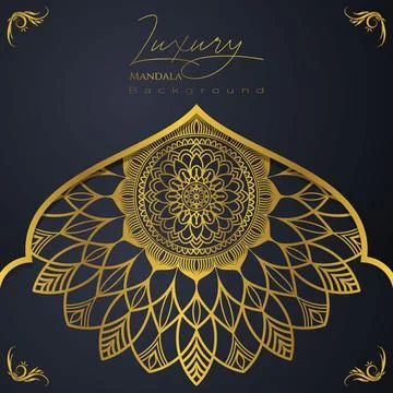 Luxurious gold mandala background design for elegant invitations Stock Illustration