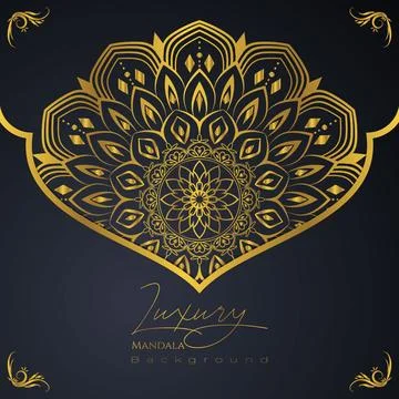 Luxurious Gold Mandala Background Design for Elegant Invitations Stock Illustration