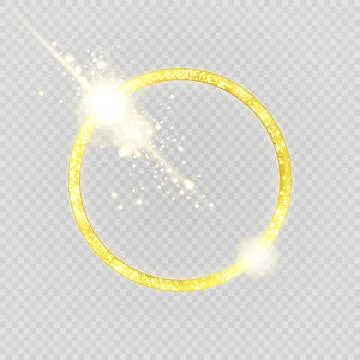 Luxurious gold ring. Vector light circles and spark light effect. Stock Illustration
