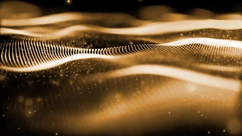 Luxurious gold sparkling particles wave Stock Footage 69906280