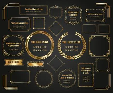 Luxurious golden framesand borders set Stock Illustration