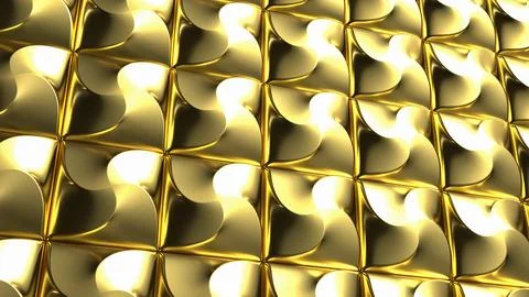 Luxurious Golden Geometric Wall Panel Texture 3d render. Stock Illustration
