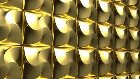 Luxurious Golden Geometric Wall Panel Texture 3d render. Stock Illustration