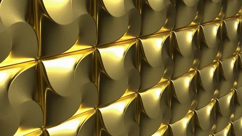 Luxurious Golden Geometric Wall Panel Texture 3d render. Stock Illustration