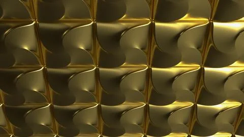 Luxurious Golden Geometric Wall Panel Texture 3d render. Stock Illustration