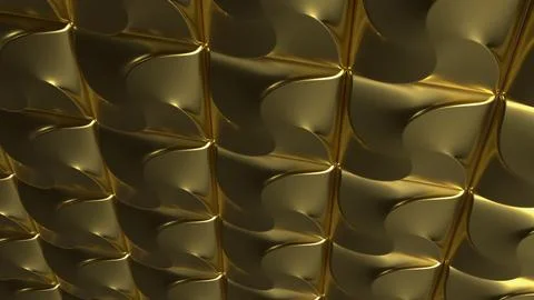 Luxurious Golden Geometric Wall Panel Texture 3d render. Stock Illustration