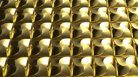 Luxurious Golden Geometric Wall Panel Texture 3d render. Stock Illustration