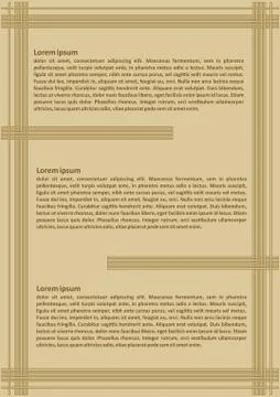 Luxurious golden leaflet template with three sections for text, sample text Stock Illustration