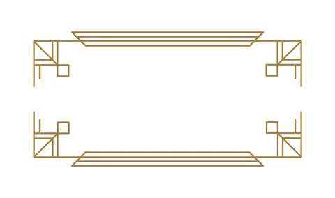 Luxurious golden rectangular vector frame highlighting art deco geometric Illustrazione stock