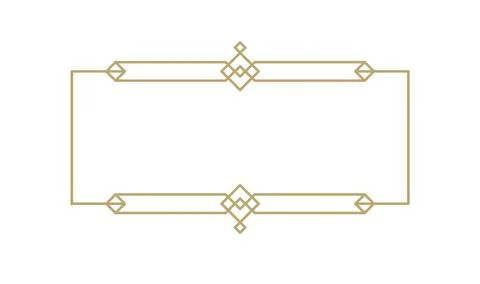 Luxurious golden rectangular vector frame highlighting art deco geometric イラスト素材