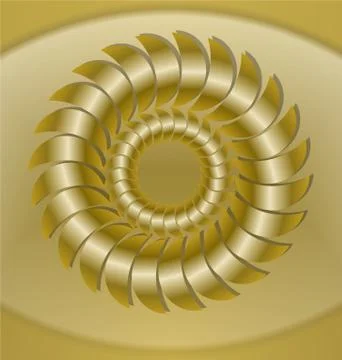 Luxurious golden tile with rosette patterns, 3d effect. Isolated golden circle Stock Illustration