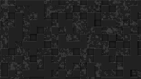 Luxurious gray block animation with halftone effect, abstract geometric backdrop Stock Footage 296320049