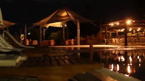 Luxurious hotel pool at night Stock Footage 20587222