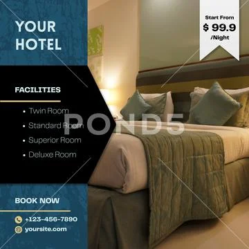Luxurious hotel room offer with special pricing PSDテンプレート