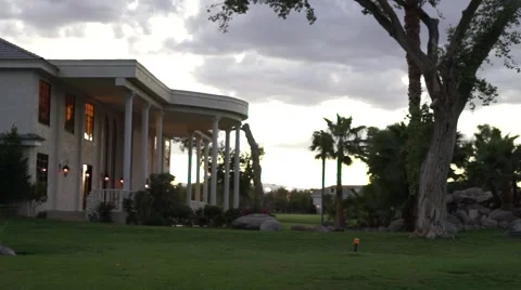 Luxurious House, Trees, Sunset Stock Footage 42678176