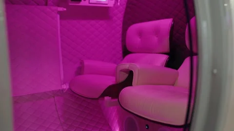 Luxurious hyperbaric chamber with pink led light Stock Footage 342742096