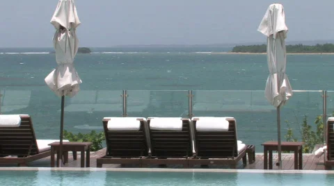 Luxurious inifity pool by the ocean Stock Footage 491244