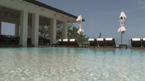 Luxurious inifity pool by the ocean Stock Footage 491276