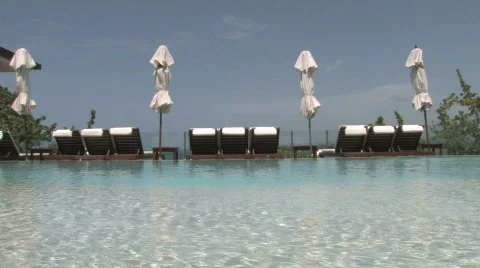 Luxurious inifity pool by the ocean Stock Footage 491281