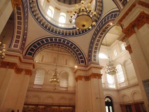 Luxurious interior featuring a soaring dome and graceful arches Stock Photos