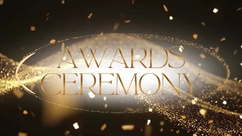 A luxurious intro with animated gold text Awards Ceremony Stock Footage 335806962