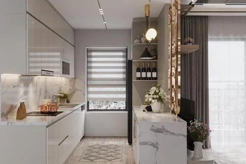 Luxurious Kitchen Elevating Your Open Kitchen Interior with Opulent Touches Illustrazione stock