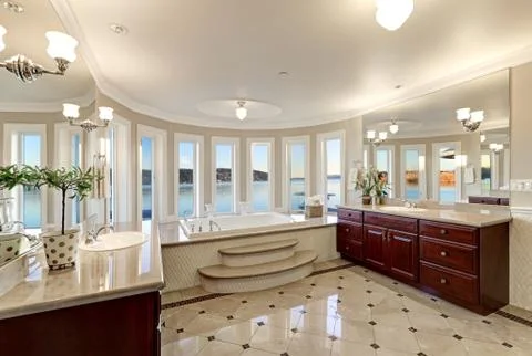 Luxurious master bathroom interior  Stock Photos